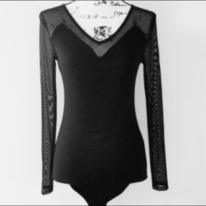 Black Sheer Sleeved Body Suit